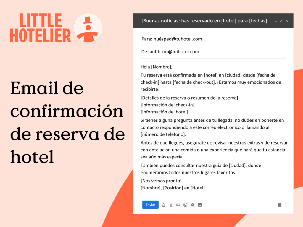 email de confirmacion de reserva hotel