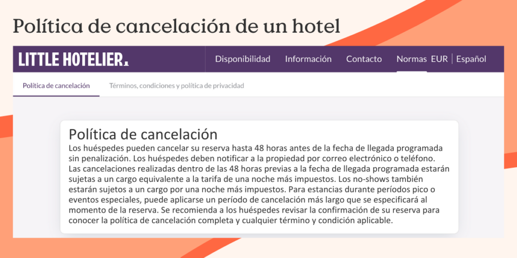 politica de cancelacion de un hotel