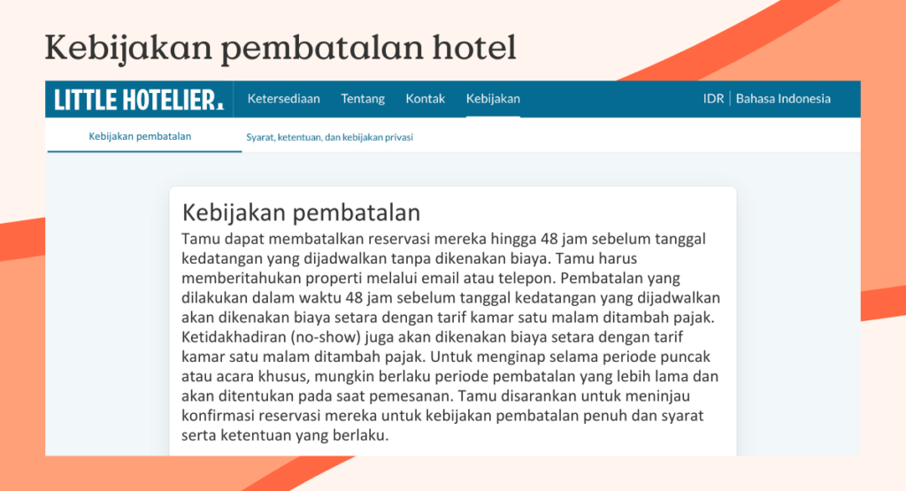 kebijakan pembatalan hotel